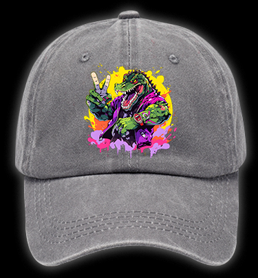 Neon Crocodile Vibe Vintage Washed 100% Cotton Baseball Hat