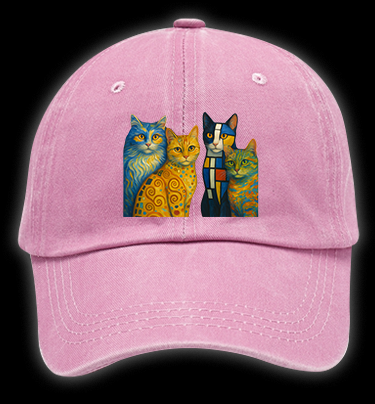 Artistic Cat Charm Vintage Washed 100% Cotton Baseball Hat