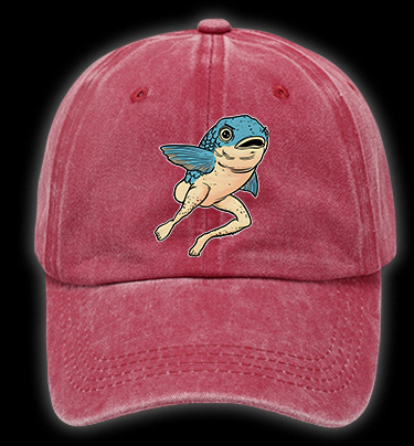 Weird Fish Fun Vintage Washed 100% Cotton Baseball Hat