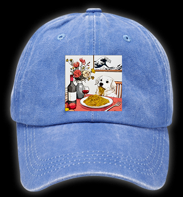 Dog's Pasta Joy Vintage Washed 100% Cotton Baseball Hat