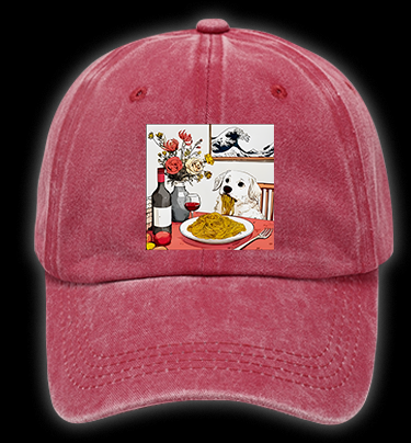 Dog's Pasta Joy Vintage Washed 100% Cotton Baseball Hat