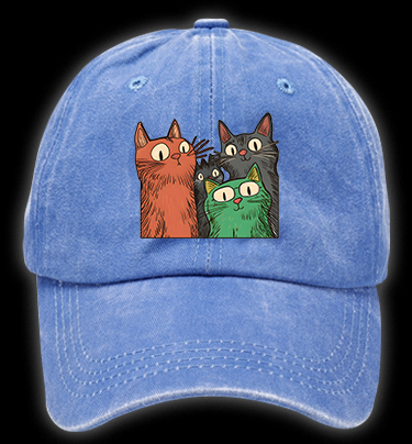 Funny Cat Question Vintage Washed 100% Cotton Baseball Hat