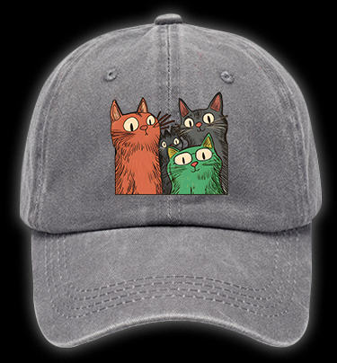 Funny Cat Question Vintage Washed 100% Cotton Baseball Hat