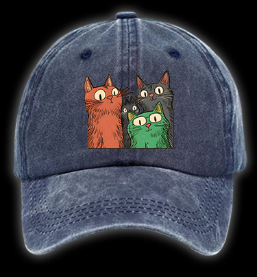 Funny Cat Question Vintage Washed 100% Cotton Baseball Hat