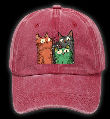 Funny Cat Question Vintage Washed 100% Cotton Baseball Hat