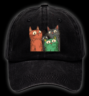 Funny Cat Question Vintage Washed 100% Cotton Baseball Hat
