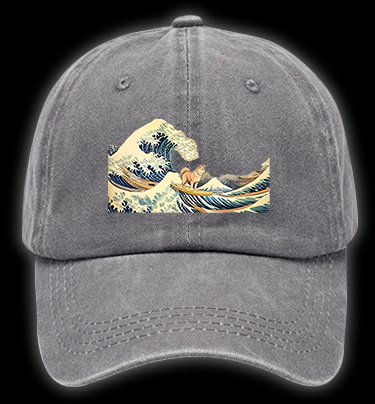 Dog's Wave Style Vintage Washed 100% Cotton Baseball Hat