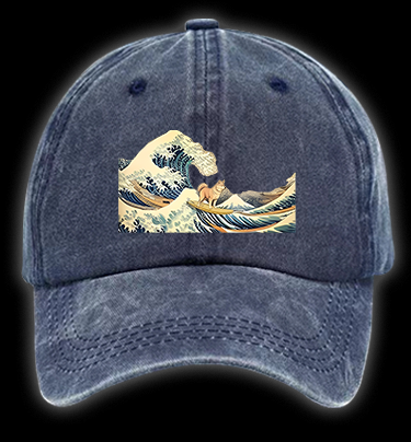 Dog's Wave Style Vintage Washed 100% Cotton Baseball Hat