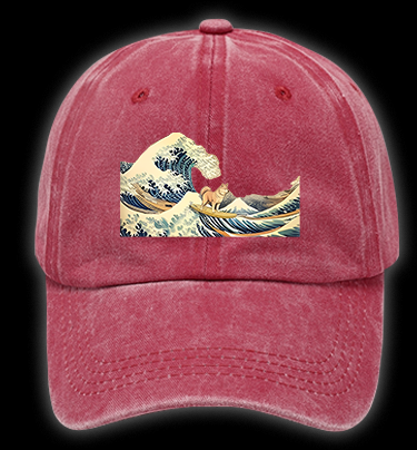 Dog's Wave Style Vintage Washed 100% Cotton Baseball Hat