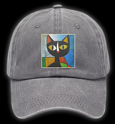 Picasso Cat Fun Vintage Washed 100% Cotton Baseball Hat