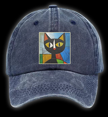 Picasso Cat Fun Vintage Washed 100% Cotton Baseball Hat