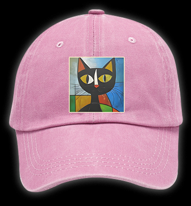 Picasso Cat Fun Vintage Washed 100% Cotton Baseball Hat