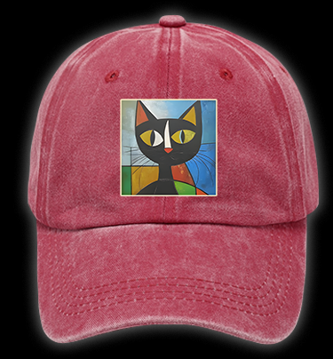 Picasso Cat Fun Vintage Washed 100% Cotton Baseball Hat