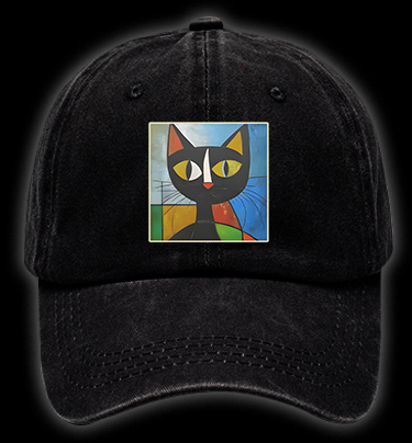 Picasso Cat Fun Vintage Washed 100% Cotton Baseball Hat