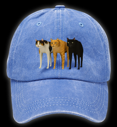 Cat's Brainy Style Vintage Washed 100% Cotton Baseball Hat