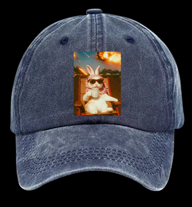 Apocalypse Bunny Chill With Coffee Vintage Washed 100% Cotton Baseball Hat