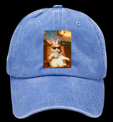 Apocalypse Bunny Chill With Coffee Vintage Washed 100% Cotton Baseball Hat