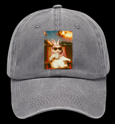 Apocalypse Bunny Chill With Coffee Vintage Washed 100% Cotton Baseball Hat