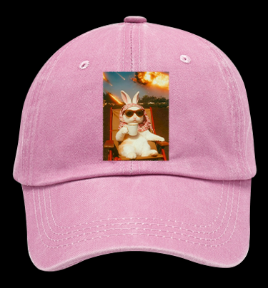 Apocalypse Bunny Chill With Coffee Vintage Washed 100% Cotton Baseball Hat