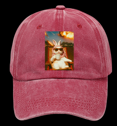 Apocalypse Bunny Chill With Coffee Vintage Washed 100% Cotton Baseball Hat