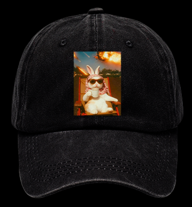 Apocalypse Bunny Chill With Coffee Vintage Washed 100% Cotton Baseball Hat