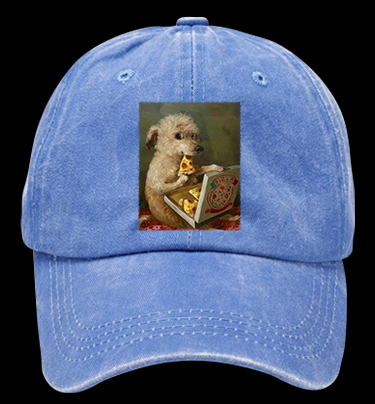 Pizza-Loving Dog Vintage Washed 100% Cotton Baseball Hat
