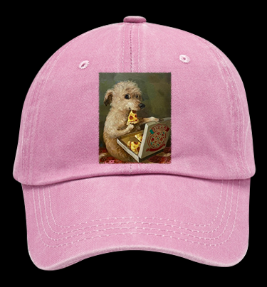 Pizza-Loving Dog Vintage Washed 100% Cotton Baseball Hat
