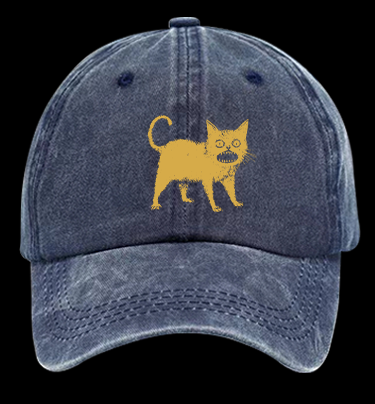 Surprised Cat Vintage Washed 100% Cotton Baseball Hat