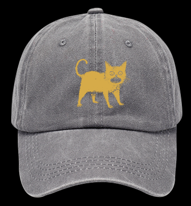 Surprised Cat Vintage Washed 100% Cotton Baseball Hat
