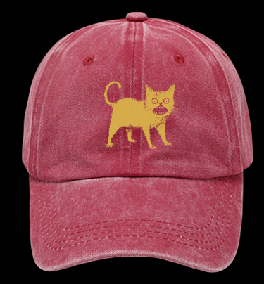 Surprised Cat Vintage Washed 100% Cotton Baseball Hat