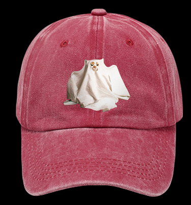 Ghost Cat Vintage Washed 100% Cotton Baseball Hat