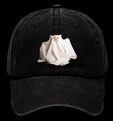 Ghost Cat Vintage Washed 100% Cotton Baseball Hat