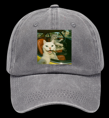 Cool Cats on the Road Vintage Washed 100% Cotton Baseball Hat