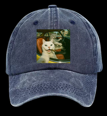 Cool Cats on the Road Vintage Washed 100% Cotton Baseball Hat