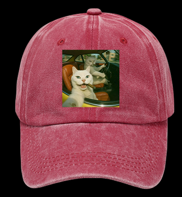 Cool Cats on the Road Vintage Washed 100% Cotton Baseball Hat