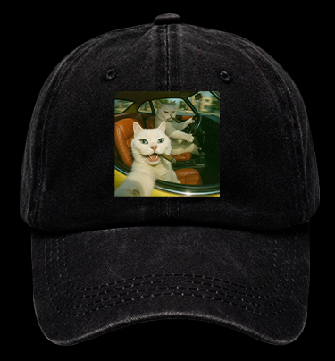 Cool Cats on the Road Vintage Washed 100% Cotton Baseball Hat