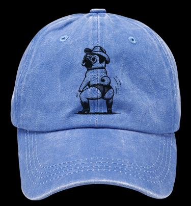 Cowboy Pug Booty Dance Vintage Washed 100% Cotton Baseball Hat