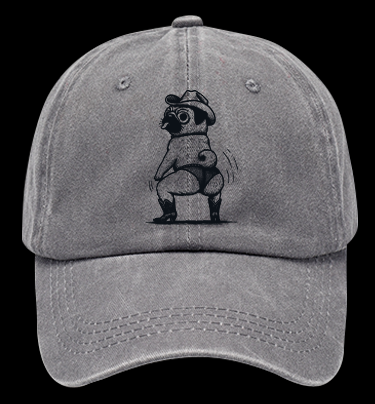 Cowboy Pug Booty Dance Vintage Washed 100% Cotton Baseball Hat