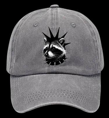 Punk Raccoon Vintage Washed 100% Cotton Baseball Hat