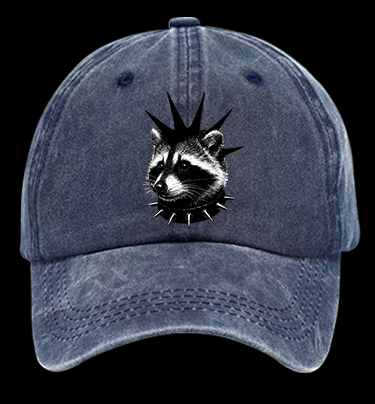 Punk Raccoon Vintage Washed 100% Cotton Baseball Hat