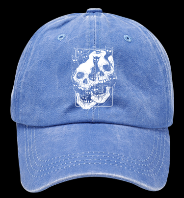 Skull Cats Vintage Washed 100% Cotton Baseball Hat