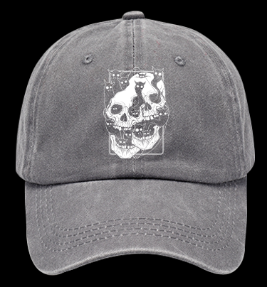 Skull Cats Vintage Washed 100% Cotton Baseball Hat