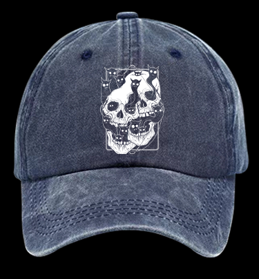 Skull Cats Vintage Washed 100% Cotton Baseball Hat