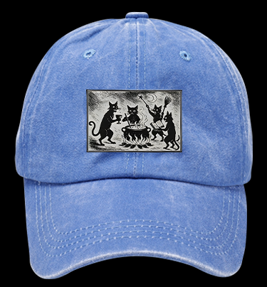 Gothic Magical Cats Vintage Washed 100% Cotton Baseball Hat