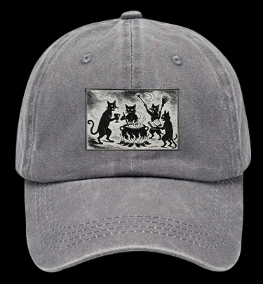 Gothic Magical Cats Vintage Washed 100% Cotton Baseball Hat