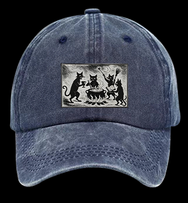 Gothic Magical Cats Vintage Washed 100% Cotton Baseball Hat