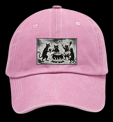 Gothic Magical Cats Vintage Washed 100% Cotton Baseball Hat