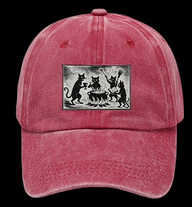 Gothic Magical Cats Vintage Washed 100% Cotton Baseball Hat