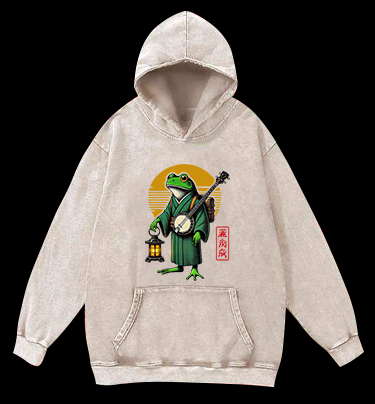 The Lantern-Bearing Frog Vintage Washed 100% Cotton Hoodie