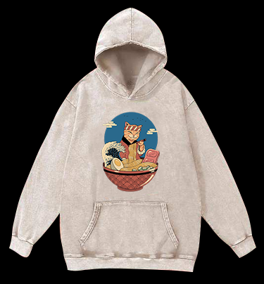 Cat Master Vintage Washed 100% Cotton Hoodie